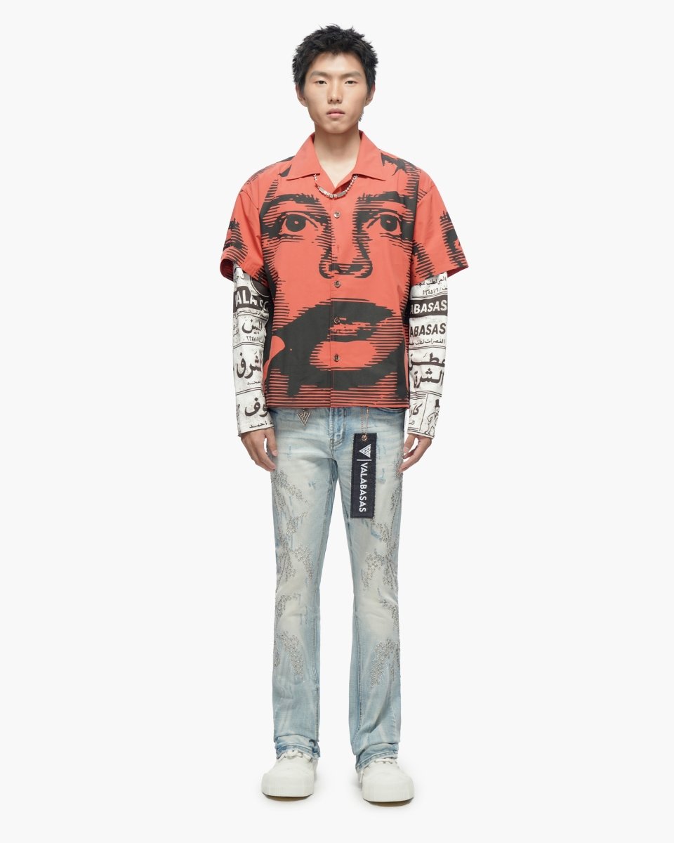 Death Note Red Layered Button Down Shirt - Valabasas