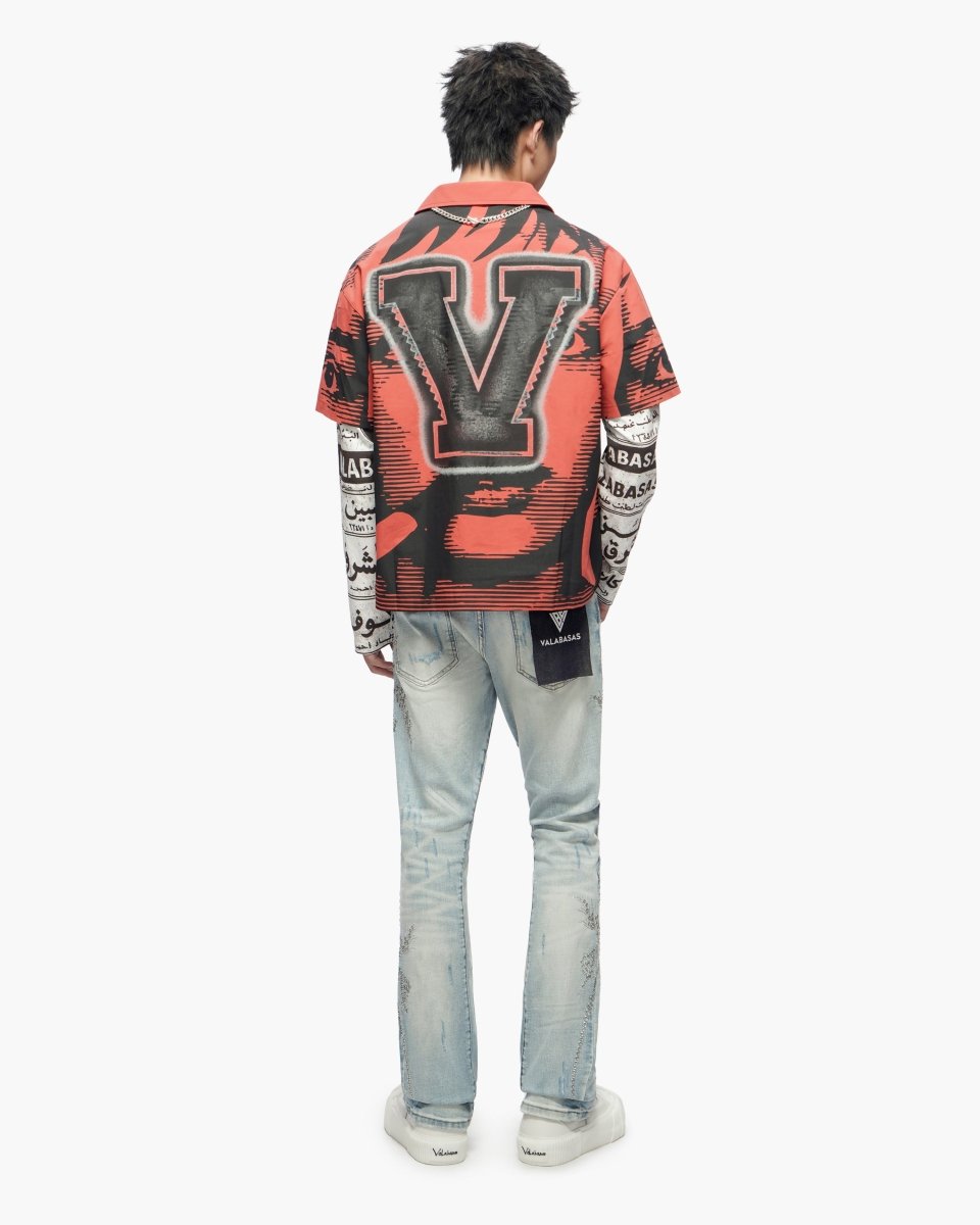Death Note Red Layered Button Down Shirt - Valabasas