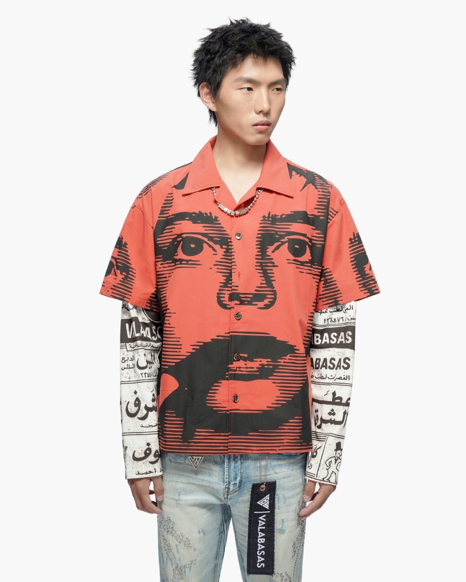 Death Note Red Layered Button Down Shirt - Valabasas