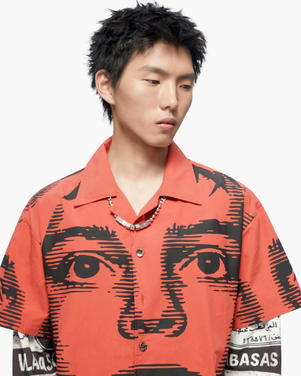 Death Note Red Layered Button Down Shirt - Valabasas