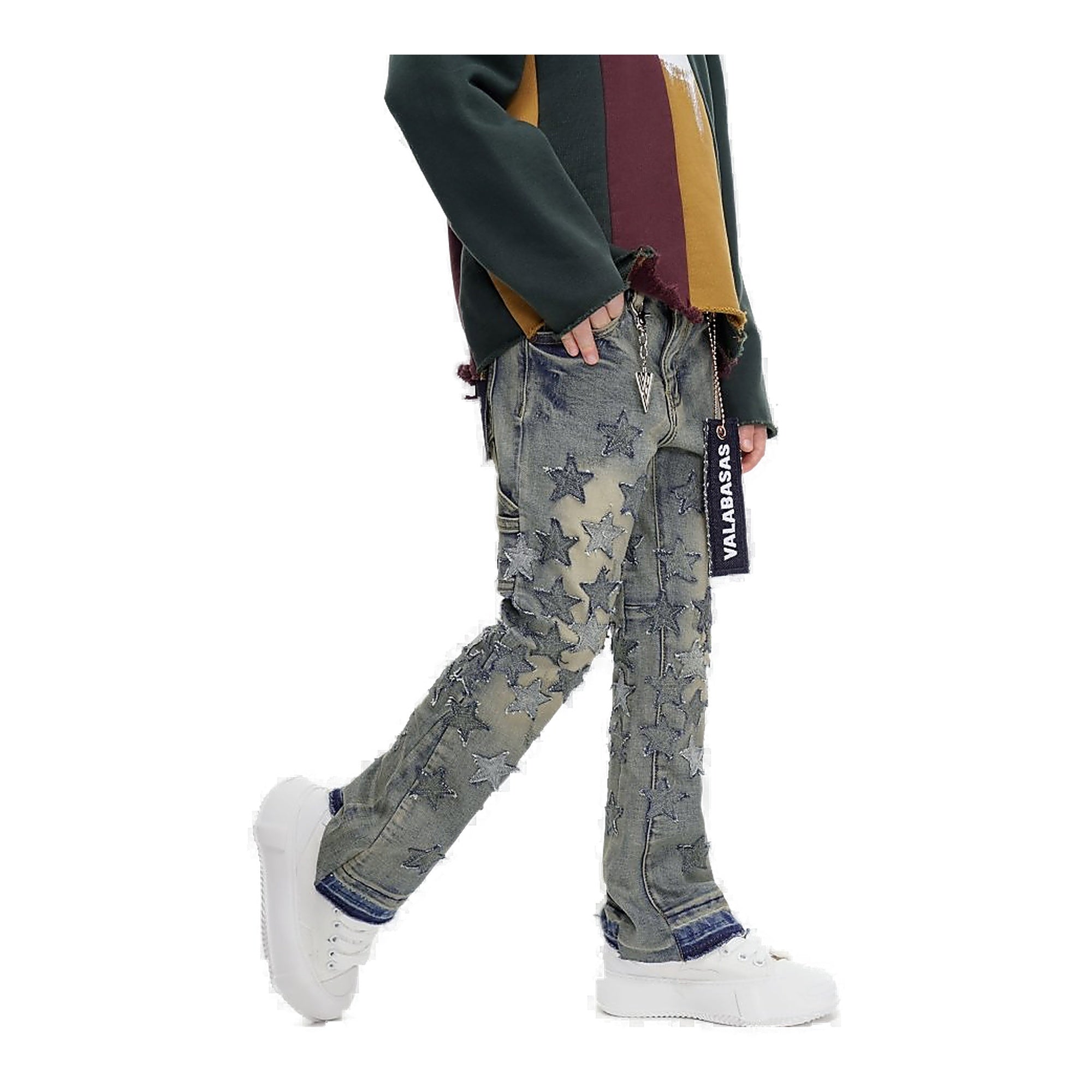 Valabasas V-Stars Kids Denim Stacked Jeans - Olive Green