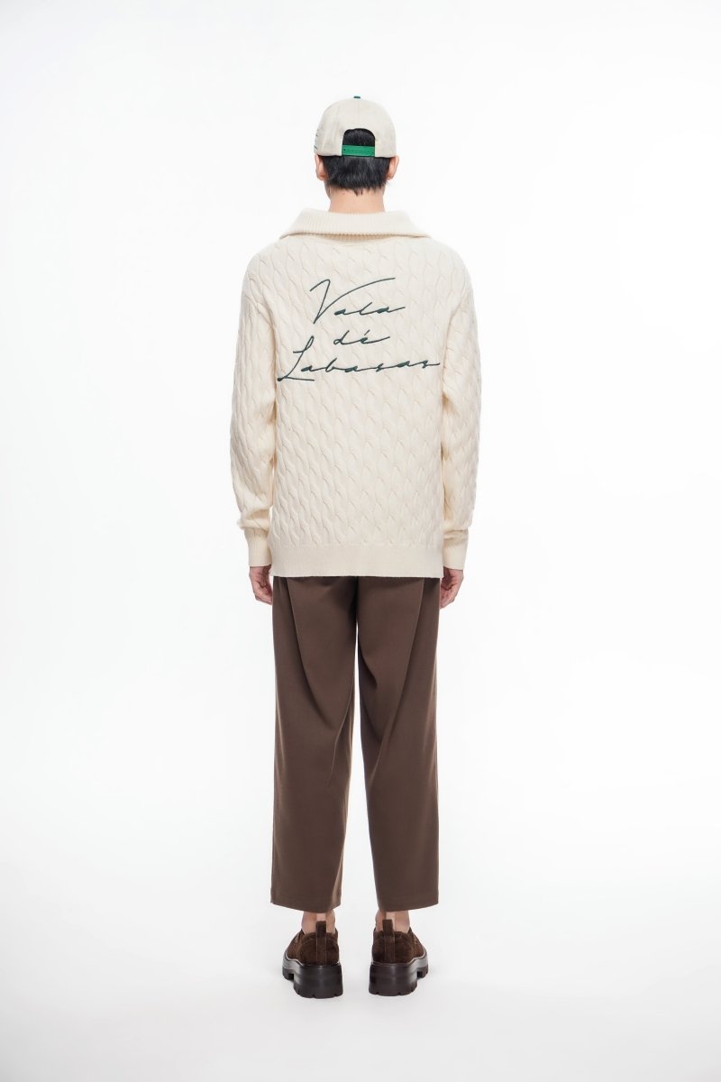 Domus Cable Knit Jacket – Wheat (Cashmere Blend) - Valabasas