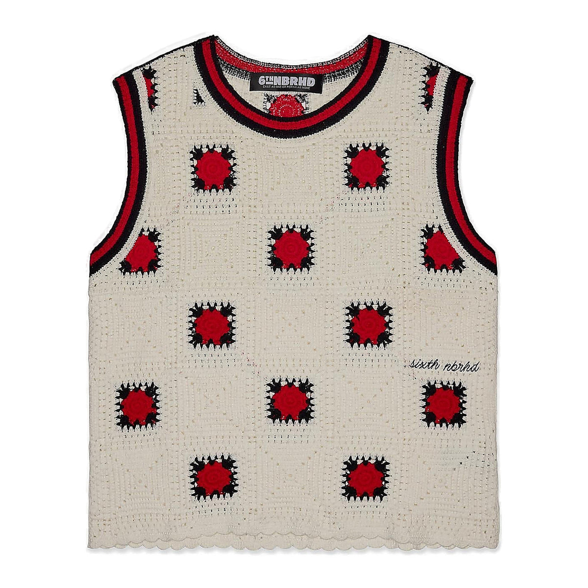 6th Nbrhd Antalia Tank Top - Crocheted White - Black