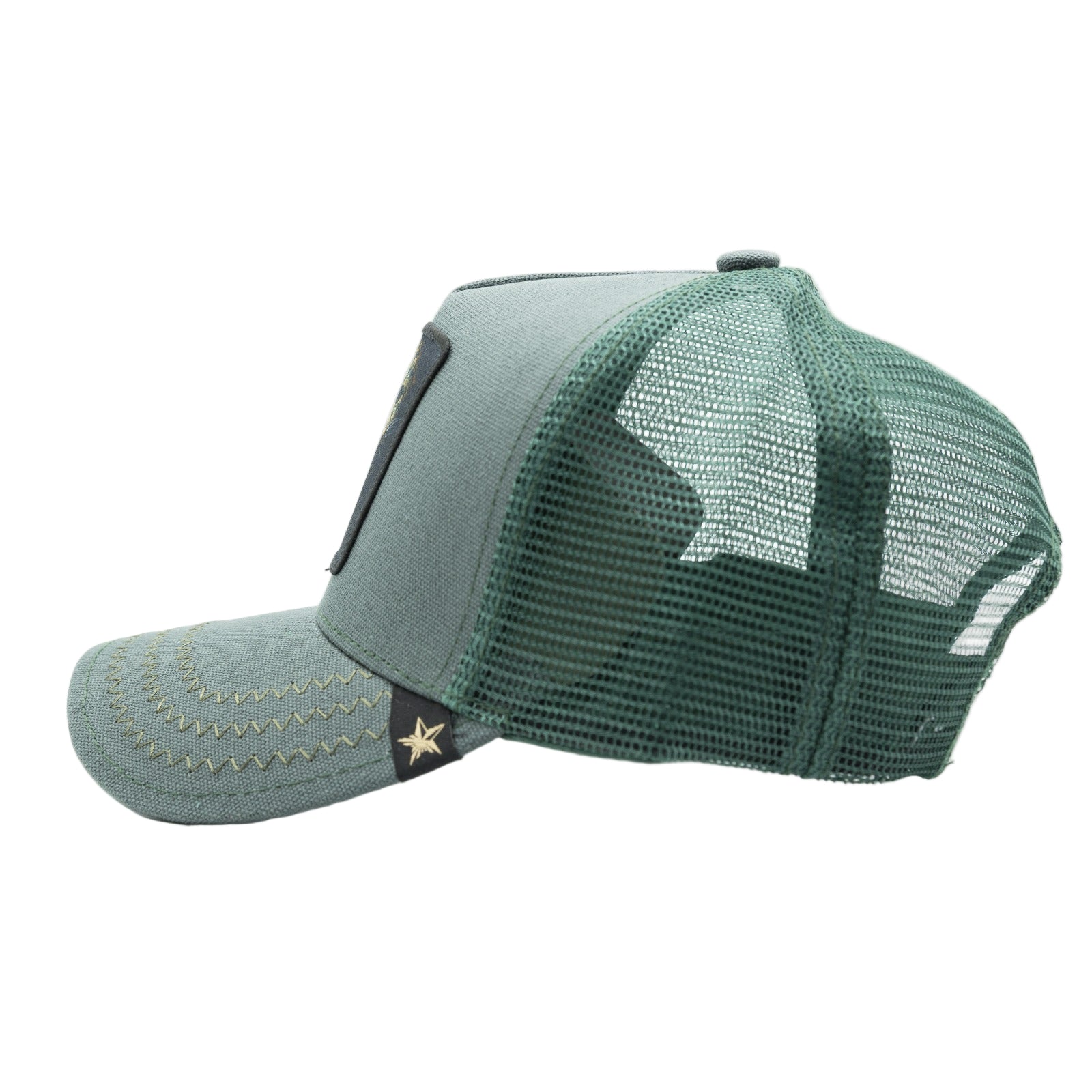 Gold Star Cheetah Trucker Hat - Green