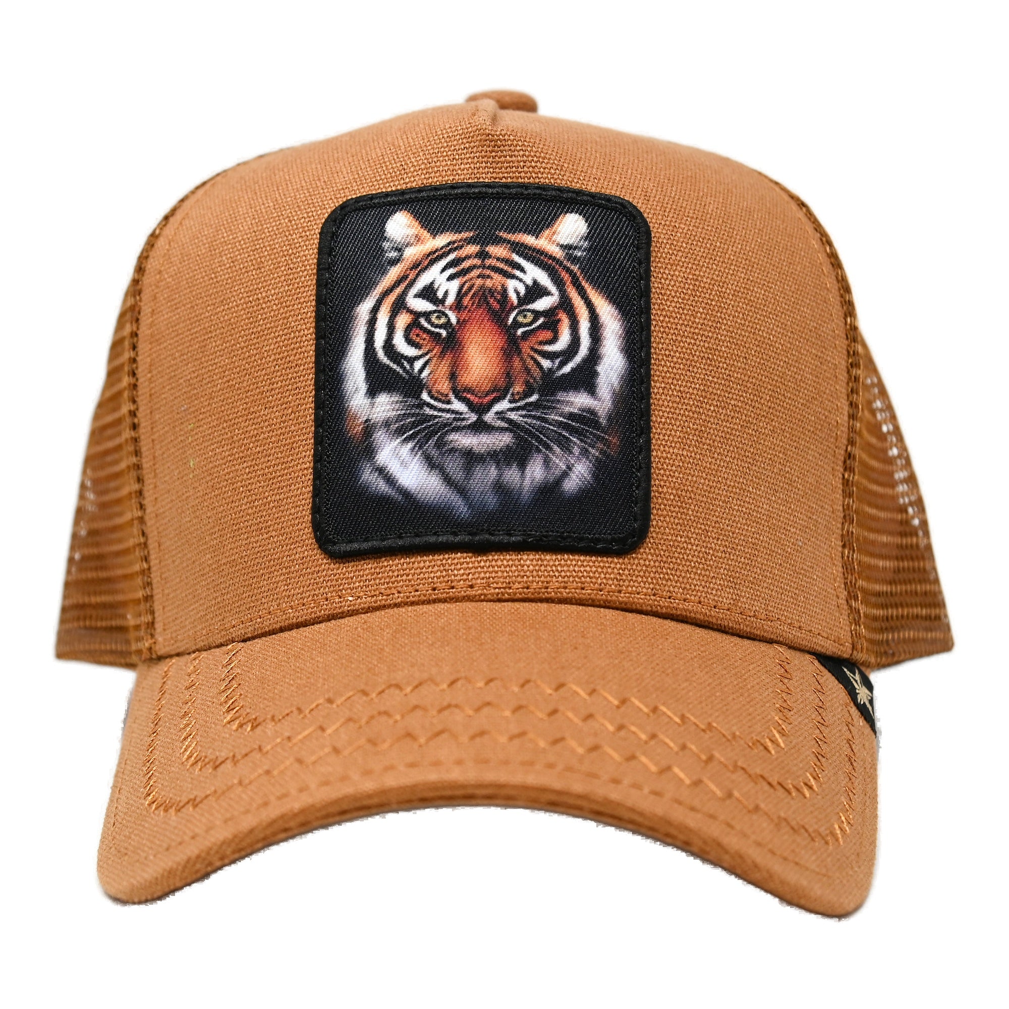 Gold Star Tiger Trucker Hat - Brown