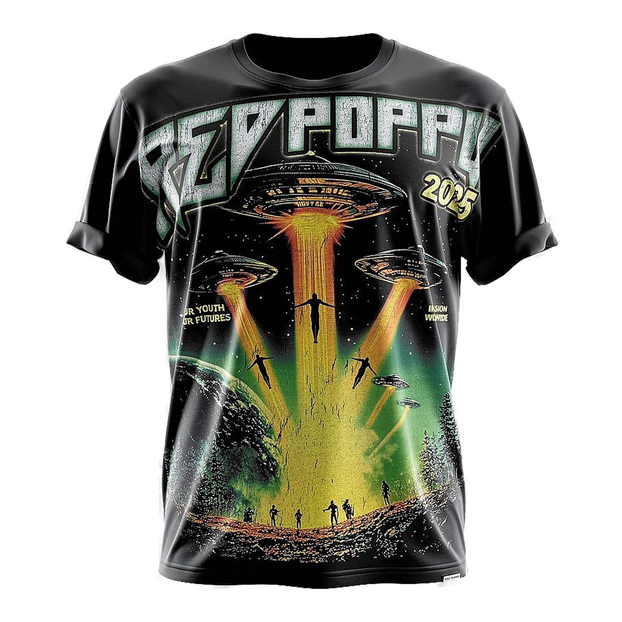 Red Poppy Men's Black T-Shirt