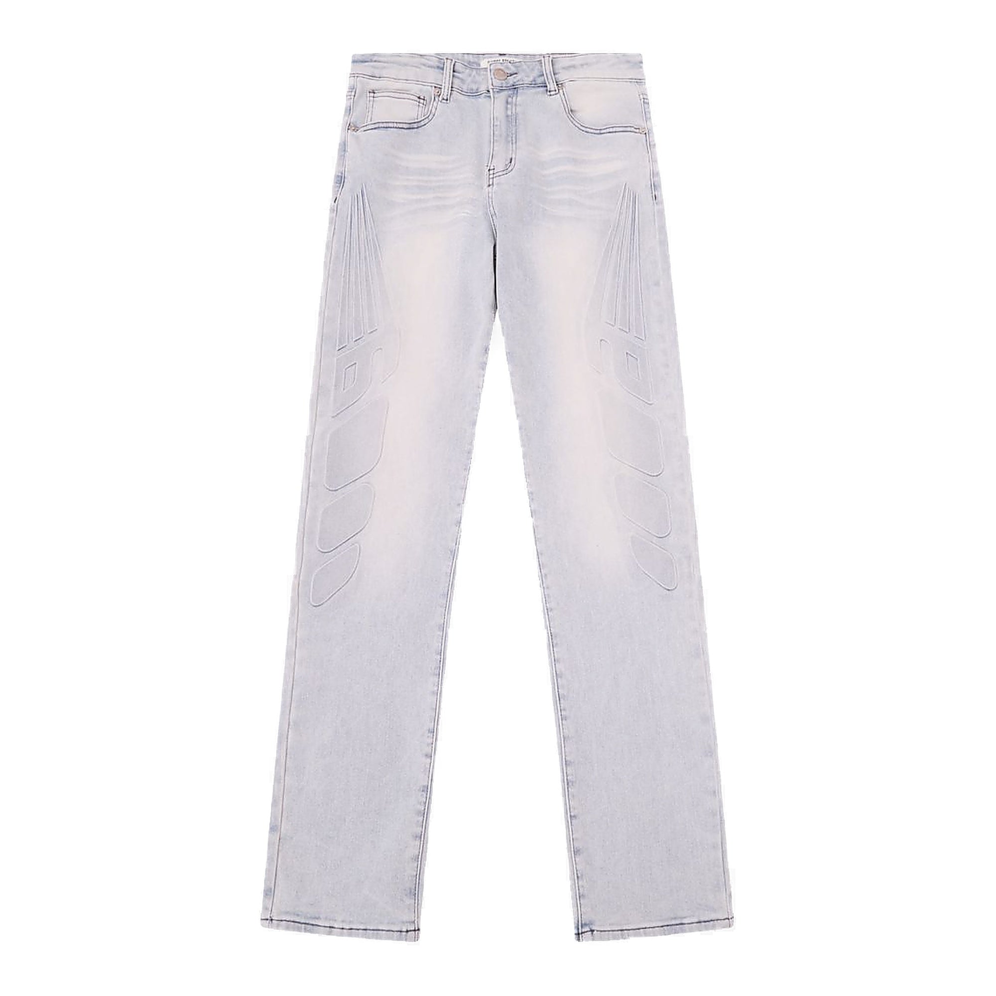 Almost Someday Moto Embossed Jeans - Light Wash
