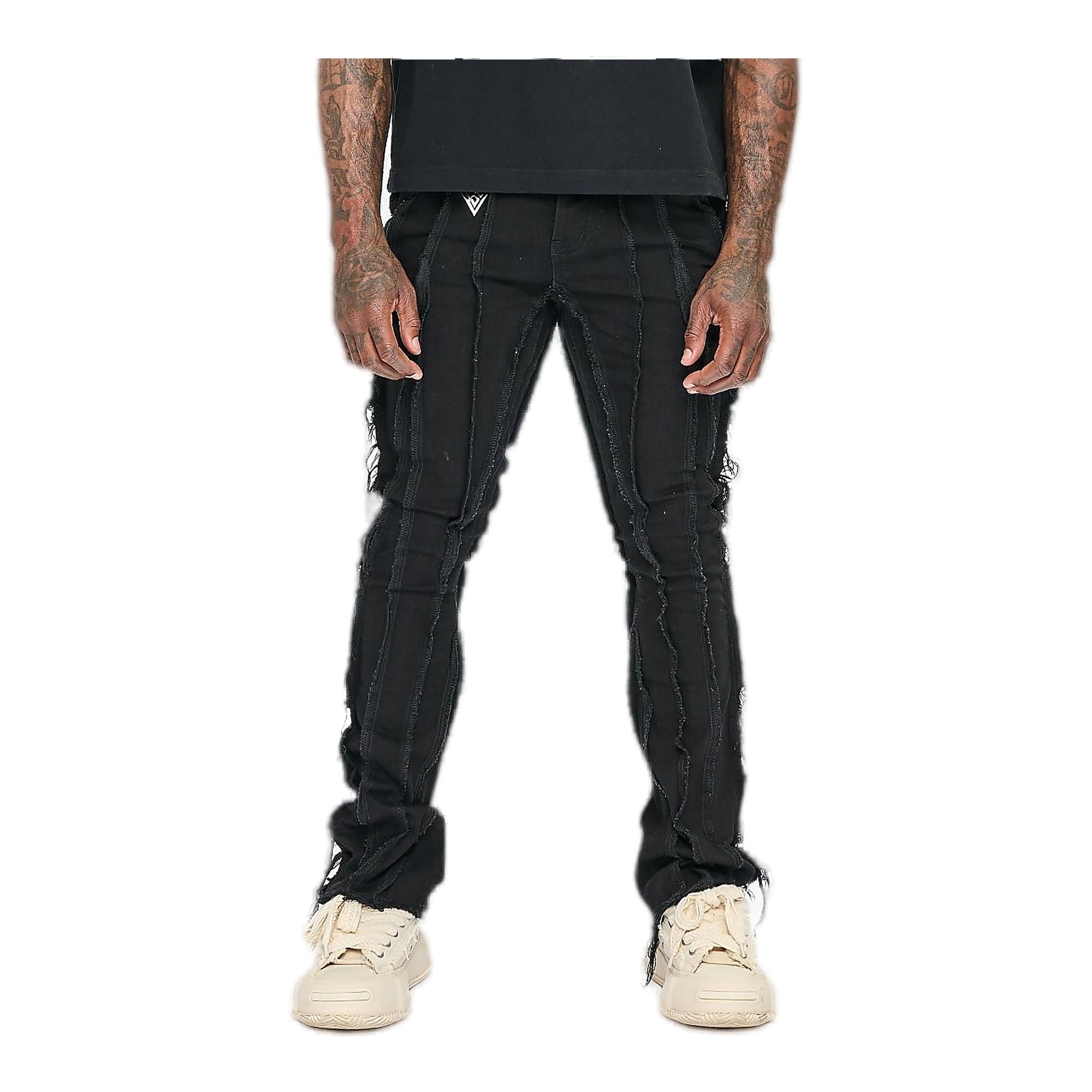 Valabasas Twisted Stacked Denim Men's Jeans - Black