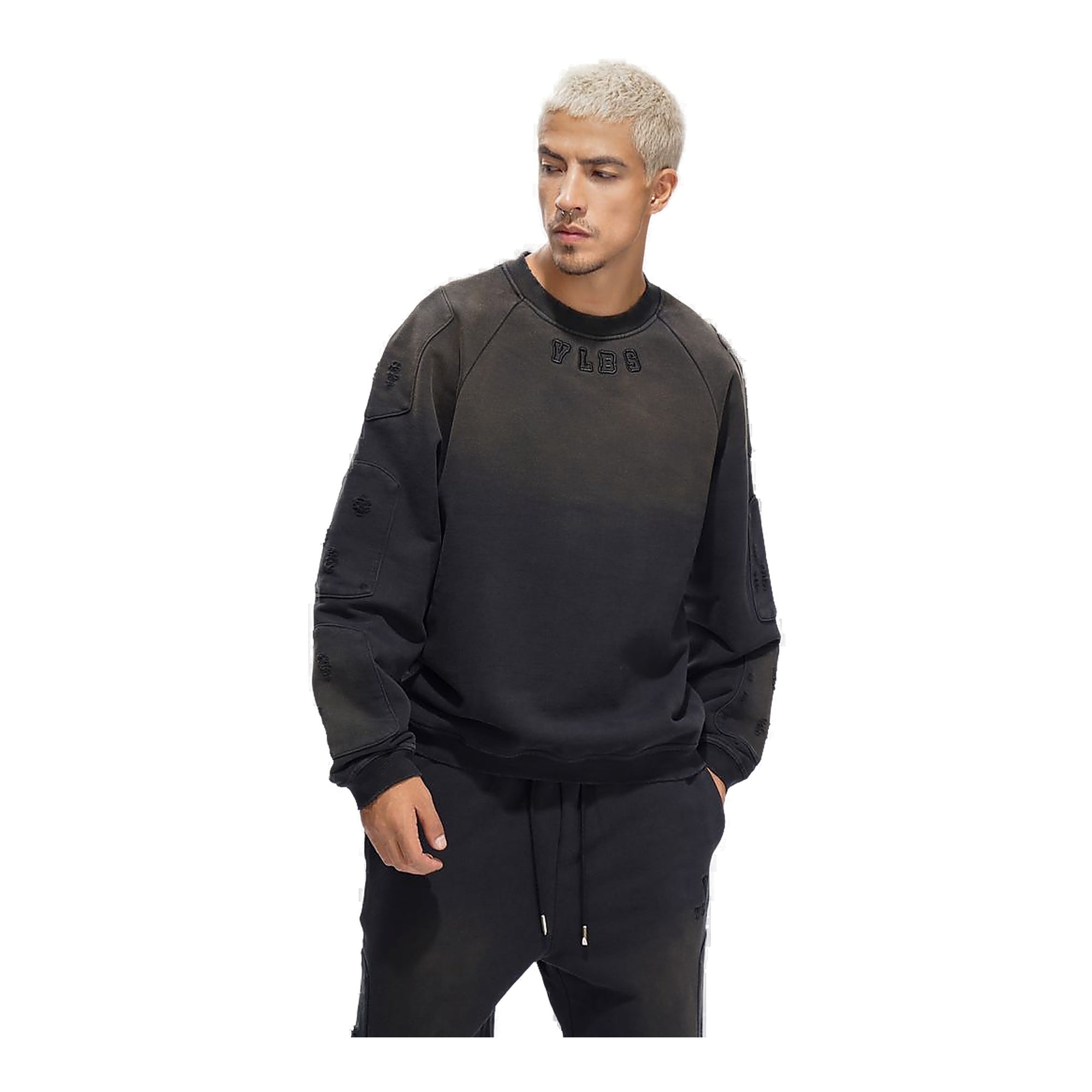 Valabasas Shield Black And Blue Crewneck Men's Sweatshirt - Embroidered Text