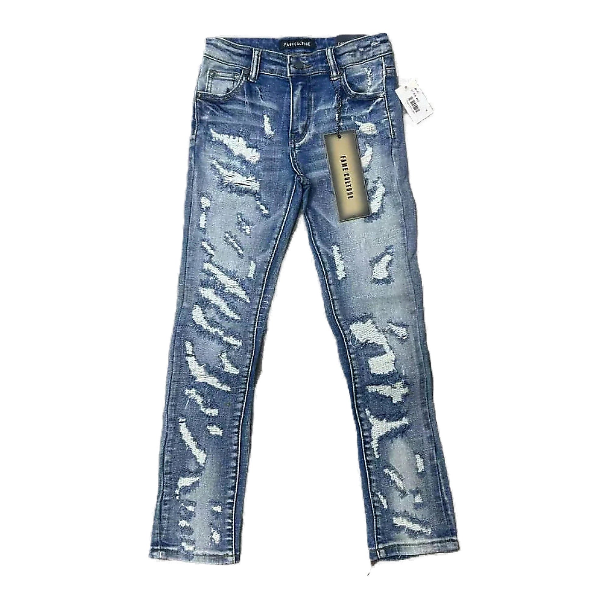 Fame Culture Legacy Skinny Jean Kids - Distressed Blue