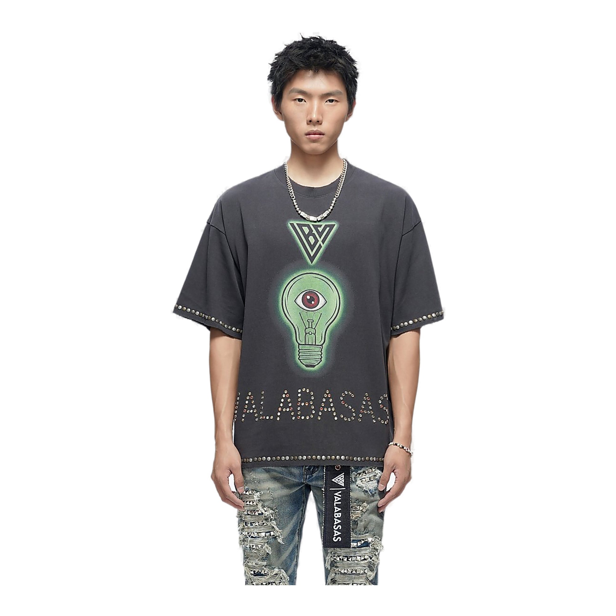 Valabasas Eye Tee - Studded Graphic Vintage Grey