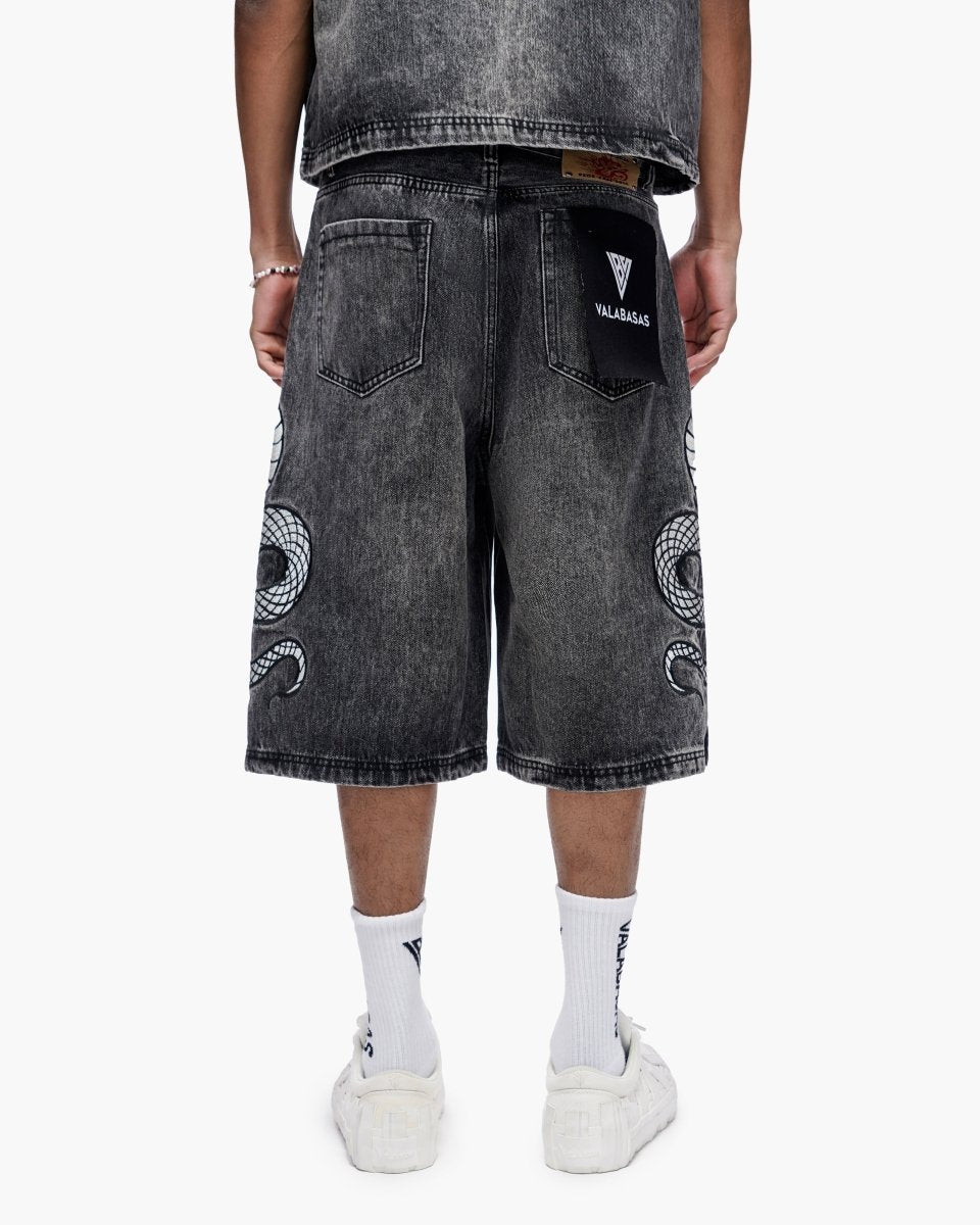 Glacier Coil Baggy Jorts Grey Wash - Valabasas