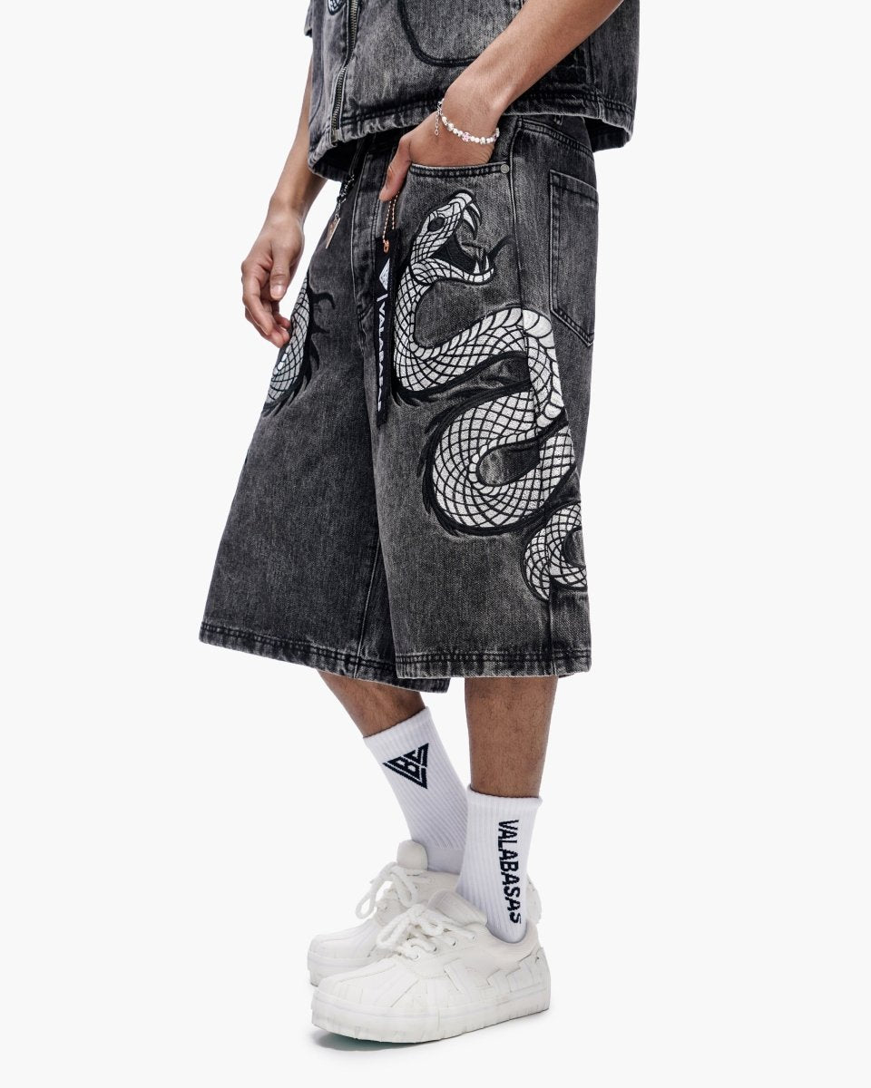 Glacier Coil Baggy Jorts Grey Wash - Valabasas