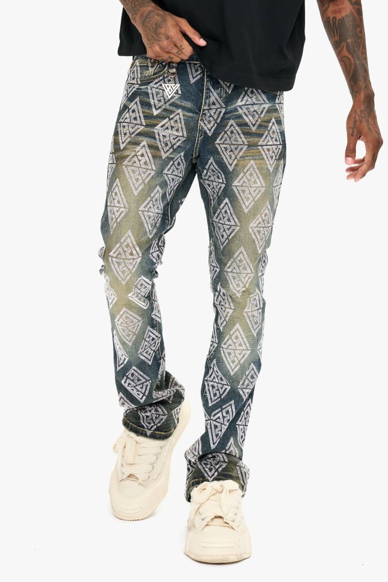 Glim Stacked Flare Jeans Dark Blue Wash - Valabasas