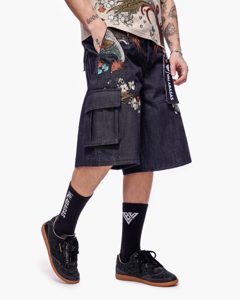 Graviku Baggy Cargo Jorts Indigo - Valabasas