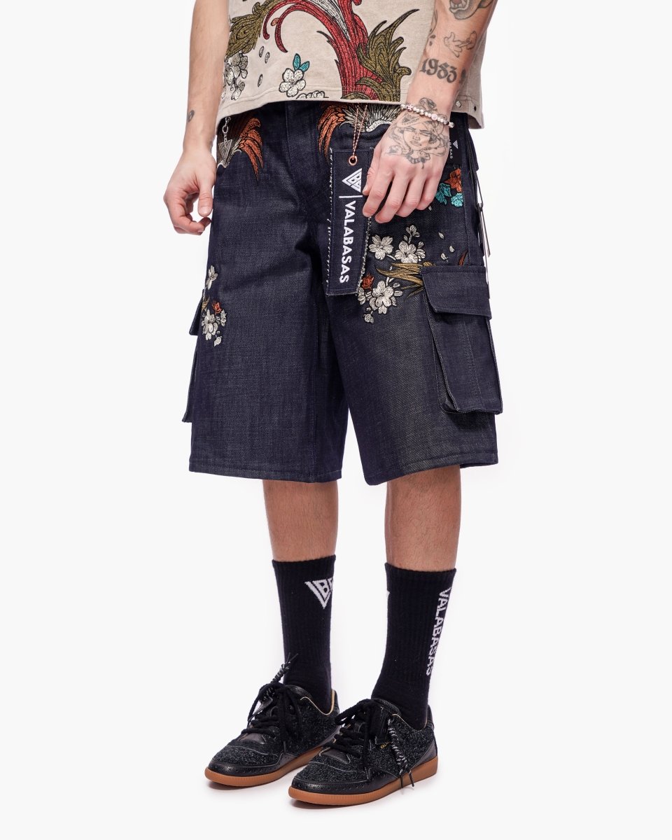 Graviku Baggy Cargo Jorts Indigo - Valabasas