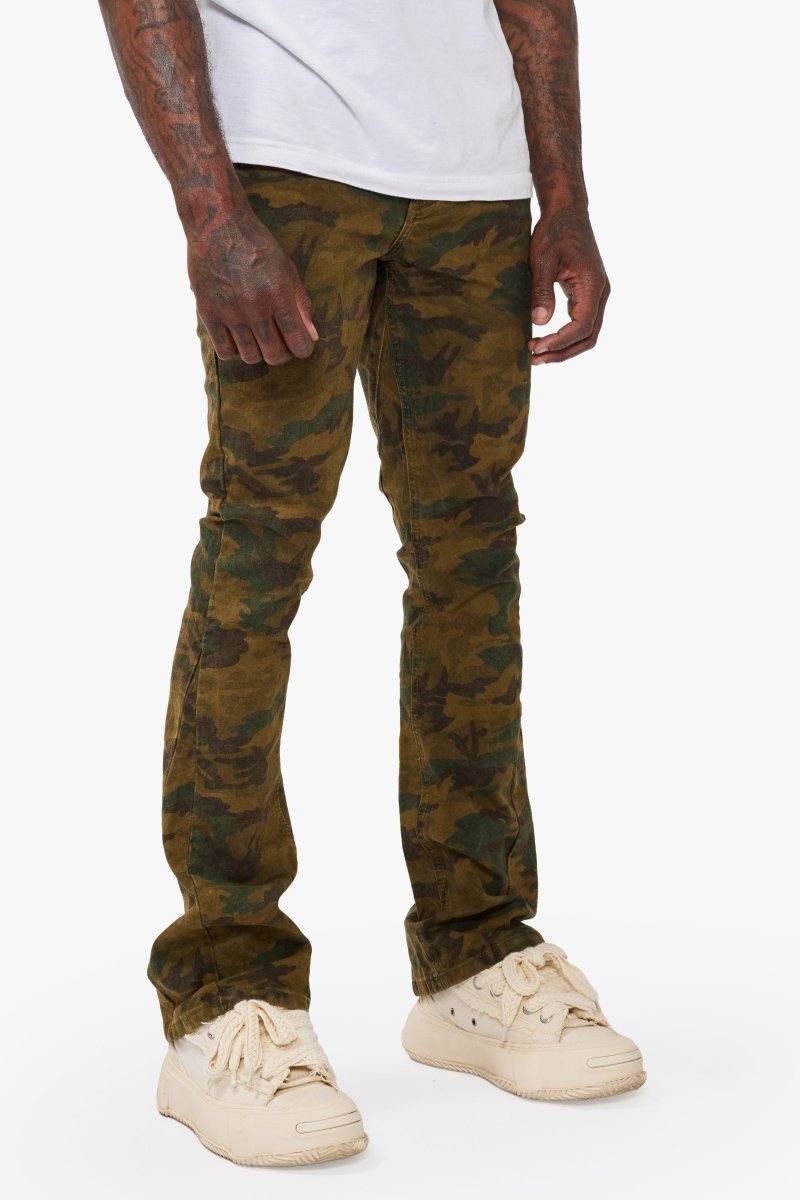 Hazard Dark Foilage Green Stacked Jeans - Valabasas