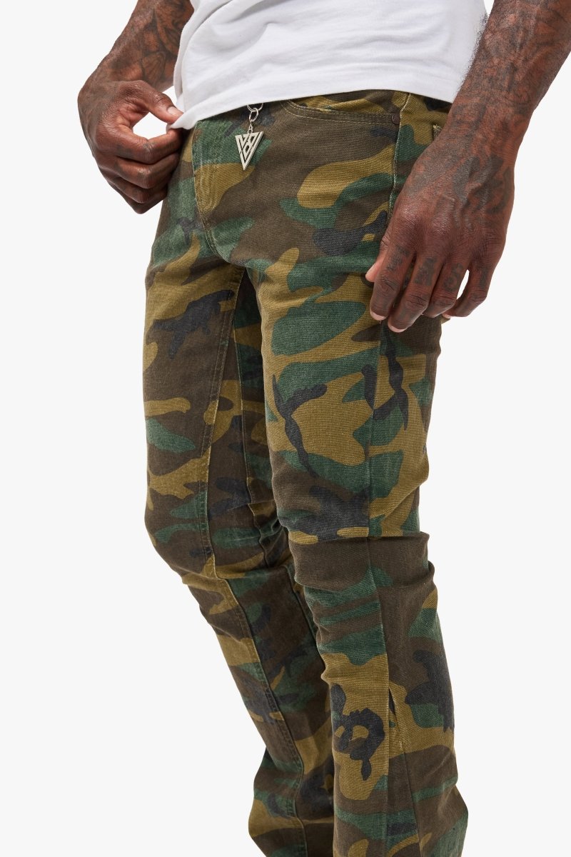 Hazard Foilage Green Stacked Jeans - Valabasas