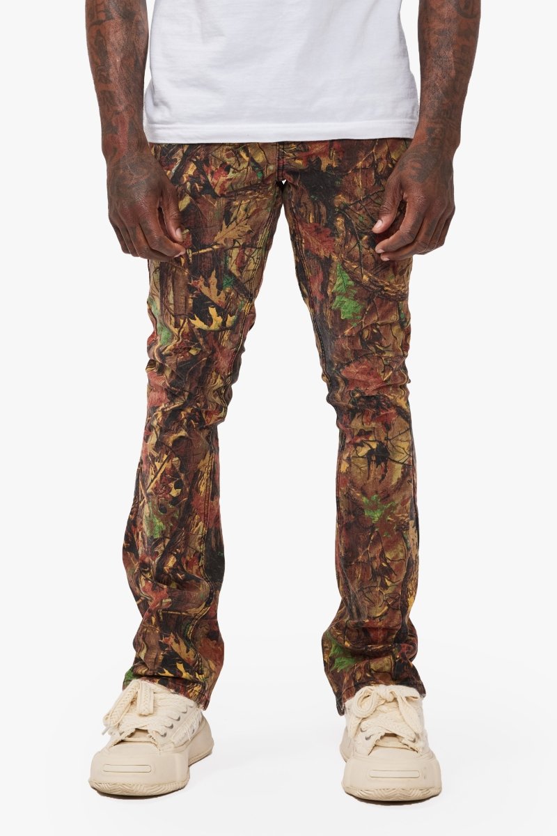 Hazard Leaf Camo Stacked Jeans - Valabasas