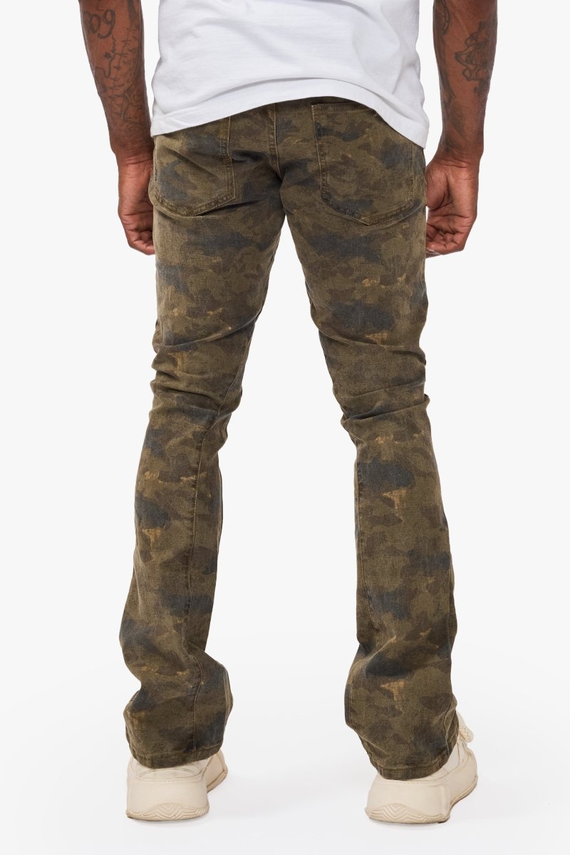 Hazard Moss Green Stacked Jeans - Valabasas