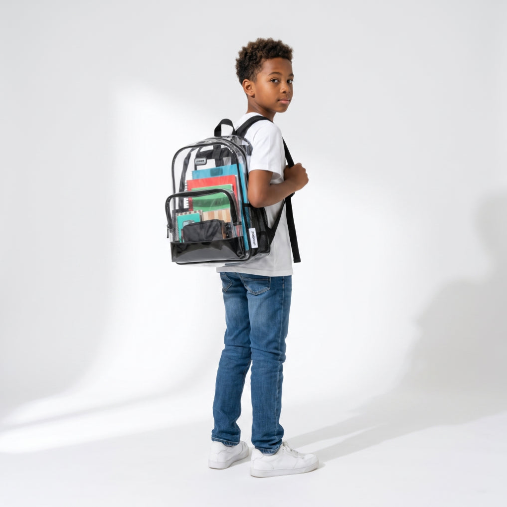 Heavy-Duty Clear Backpack - Stadium Approved Transparent School Bookbag
