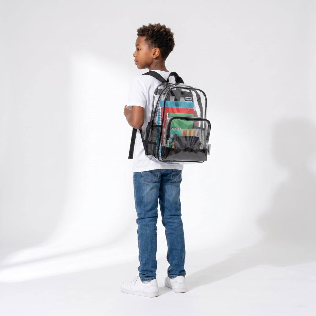 Heavy-Duty Clear Backpack - Stadium Approved Transparent School Bookbag