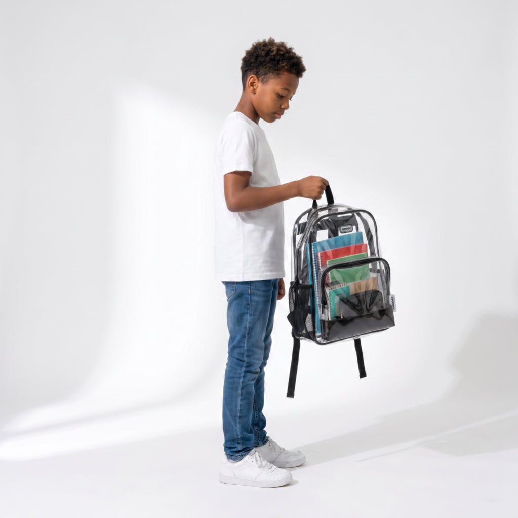 Heavy-Duty Clear Backpack - Stadium Approved Transparent School Bookbag