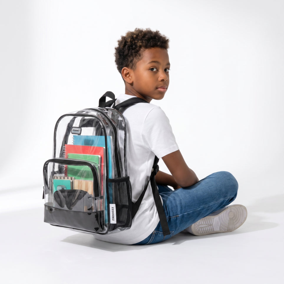 Heavy-Duty Clear Backpack - Stadium Approved Transparent School Bookbag