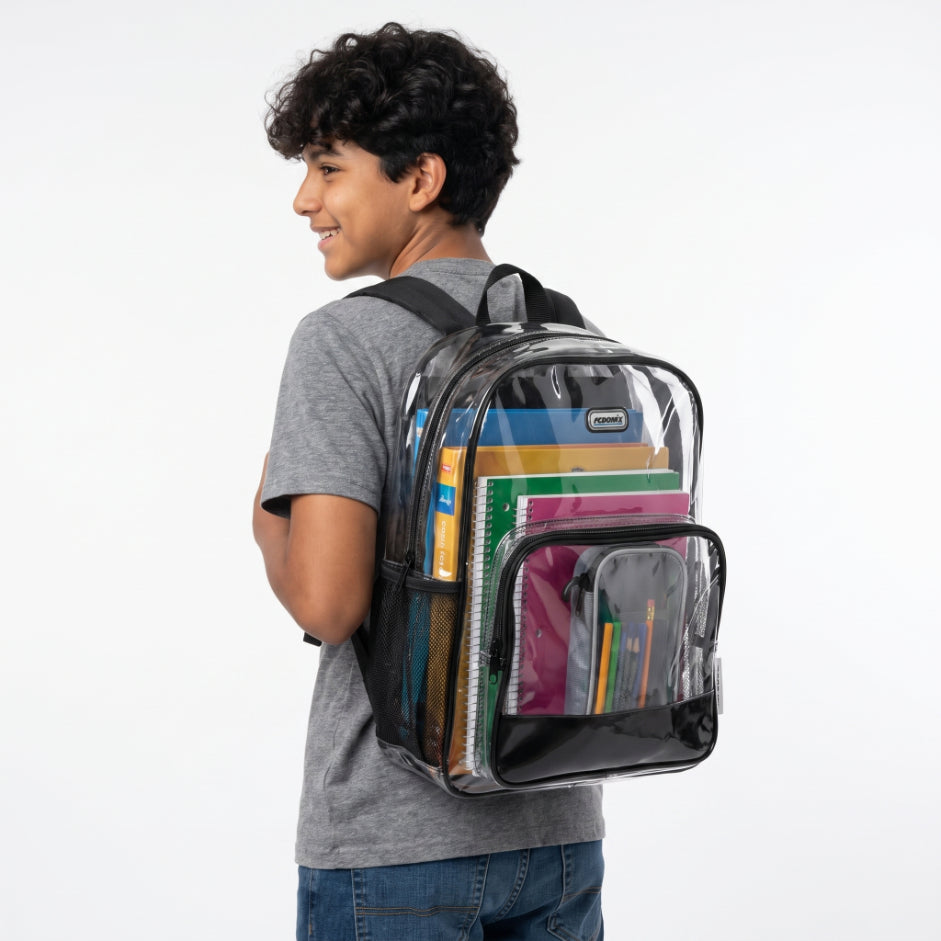 Heavy-Duty Clear Backpack - Stadium Approved Transparent School Bookbag