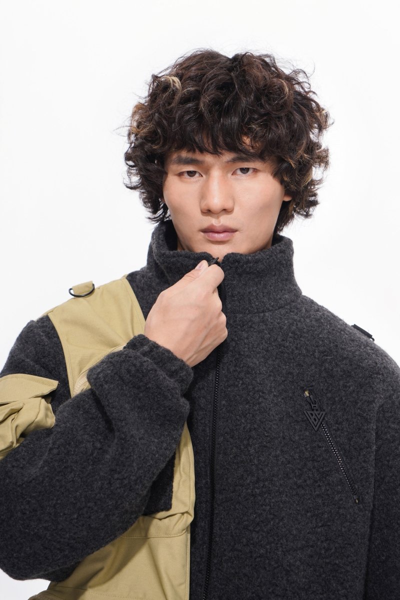 Hike Dark Grey Sherpa Jacket - Valabasas