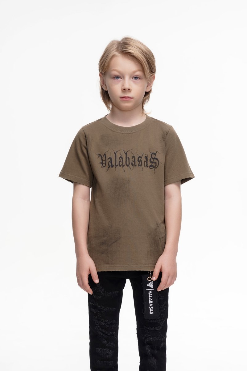 Inked Elegance Kids Tee Vintage Khaki - Valabasas