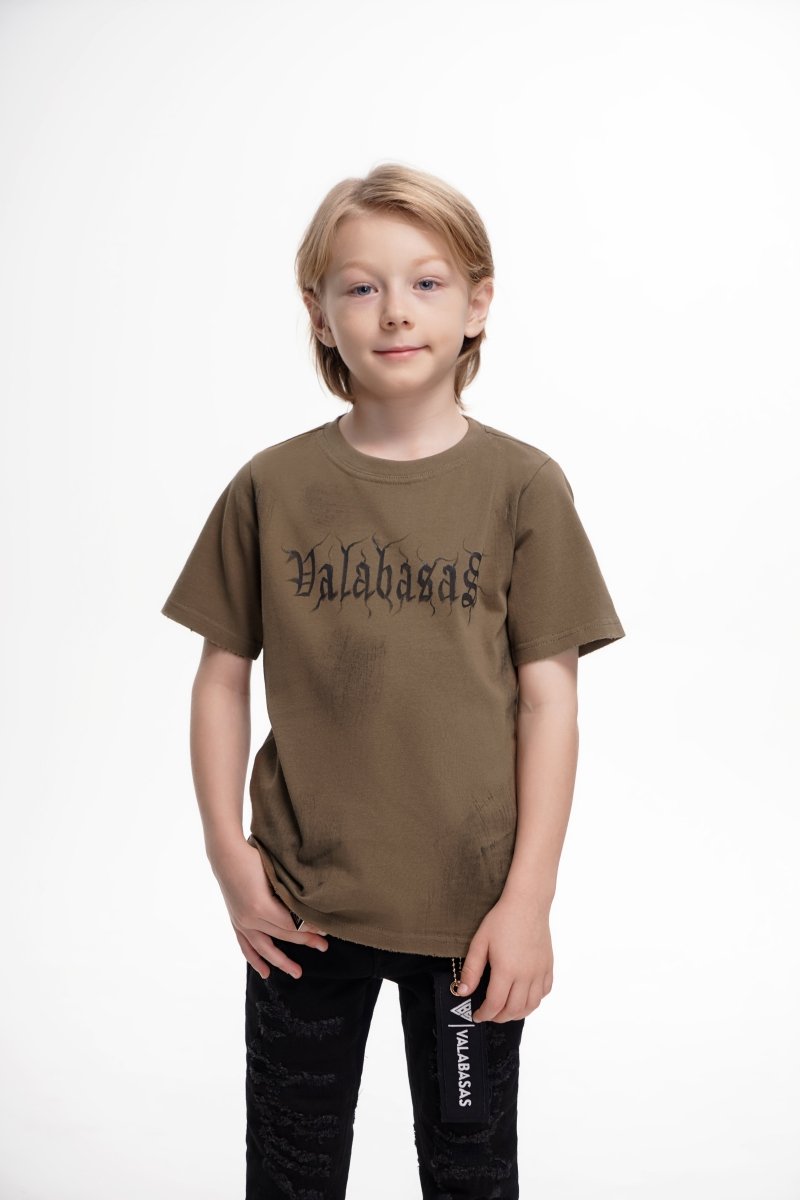 Inked Elegance Kids Tee Vintage Khaki - Valabasas