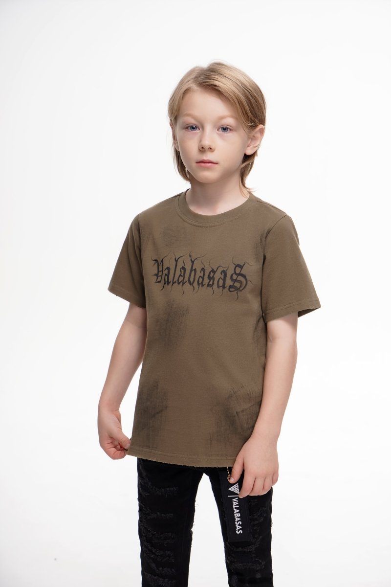 Inked Elegance Kids Tee Vintage Khaki - Valabasas