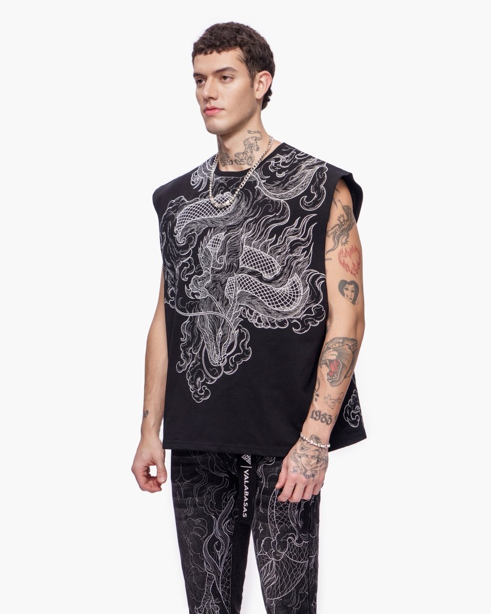 Kaito Cut-Off Tee Black - Valabasas