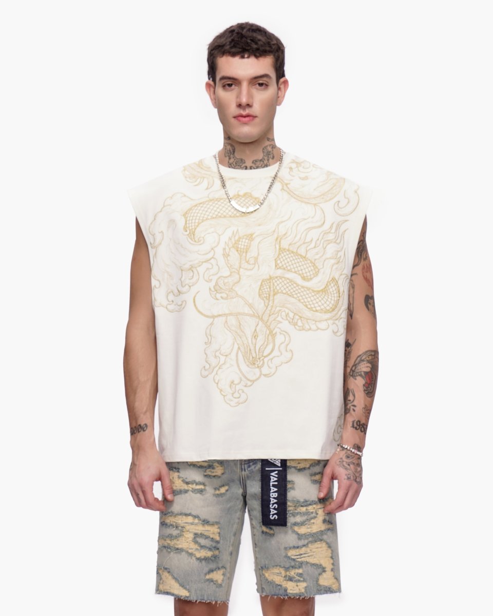 Kaito Cut-Off Tee White - Valabasas