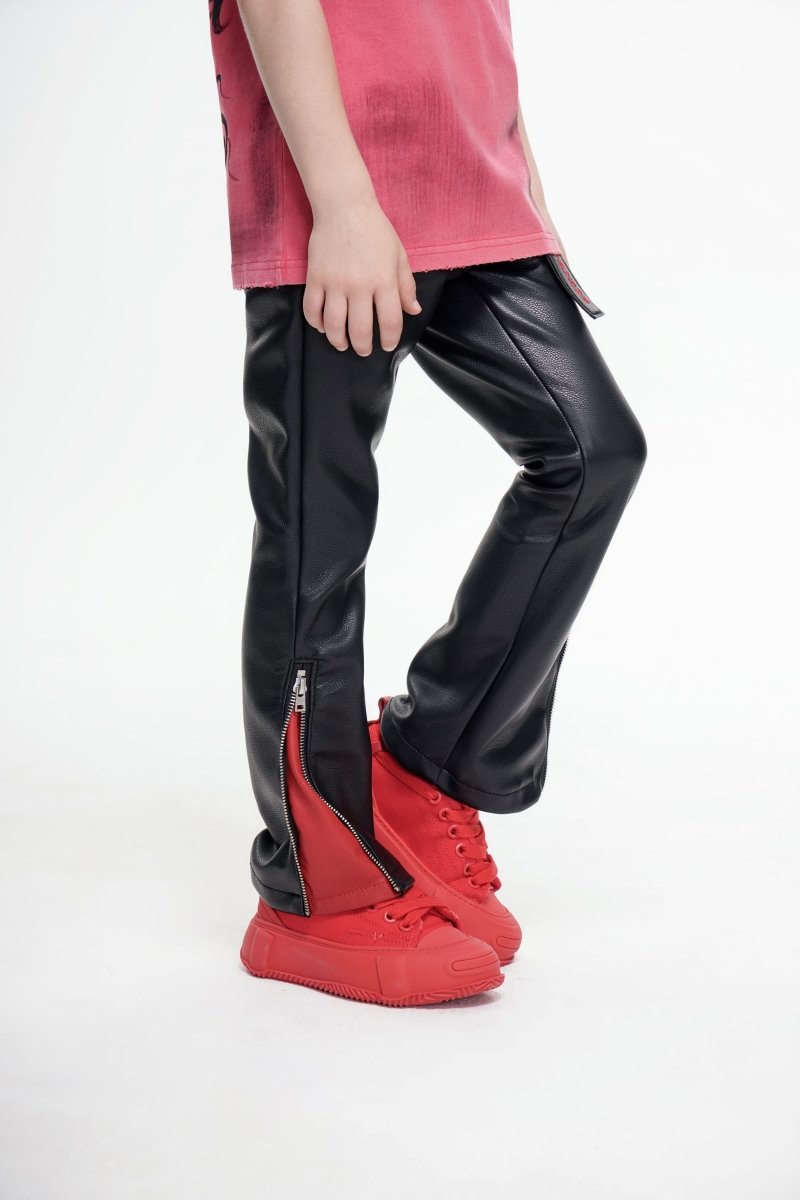 Kids Cerniera Stacked Black/Red Denim - Valabasas