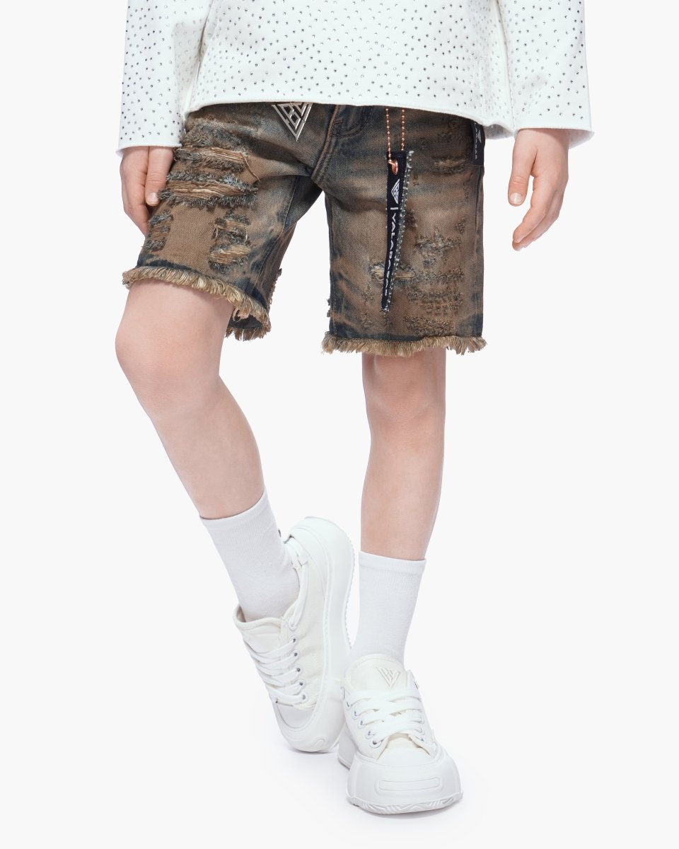 Kids Clipped Jorts Dirty Vintage Blue - Valabasas
