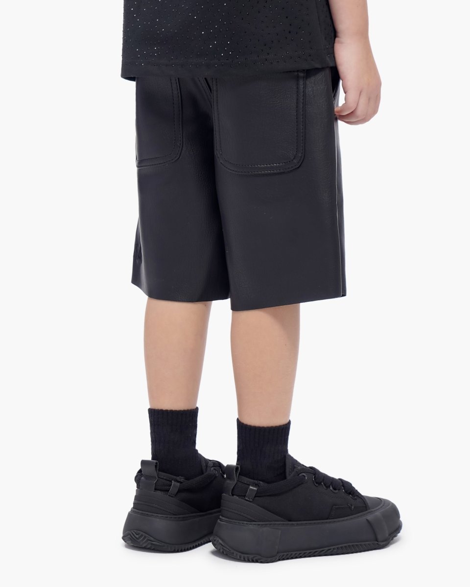 Kids Jr.Shorts Black Leather - Valabasas