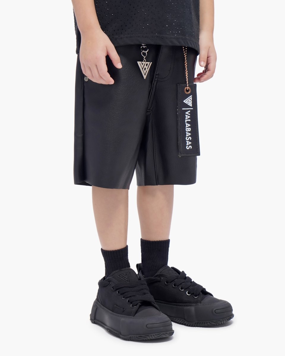 Kids Jr.Shorts Black Leather - Valabasas