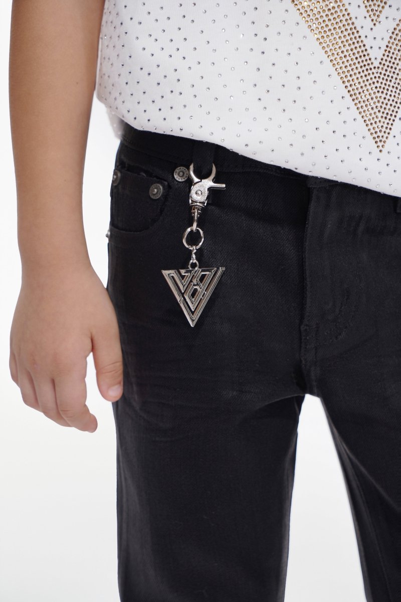 Kids Jr.Slim Black Waxed Jeans - Valabasas