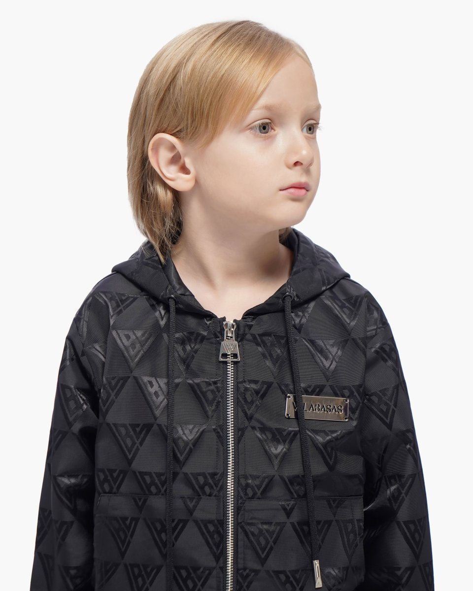 Kids Monogram 2.0 Black Windbreaker Jacket - Valabasas