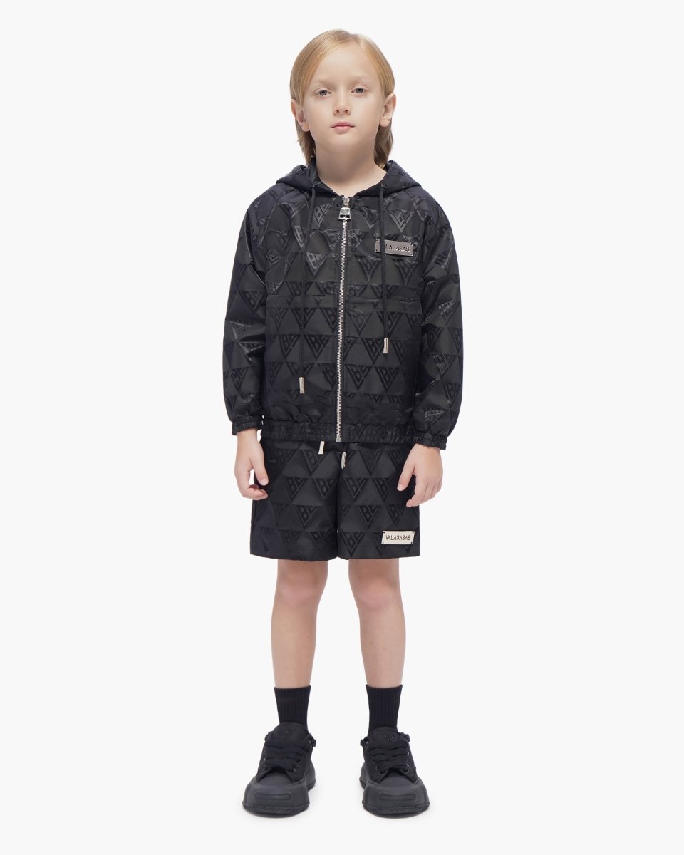 Kids Monogram 2.0 Black Windbreaker Jacket - Valabasas