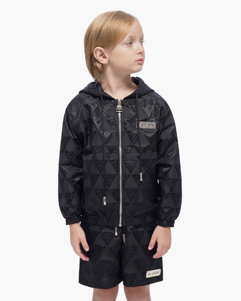 Kids Monogram 2.0 Black Windbreaker Jacket - Valabasas