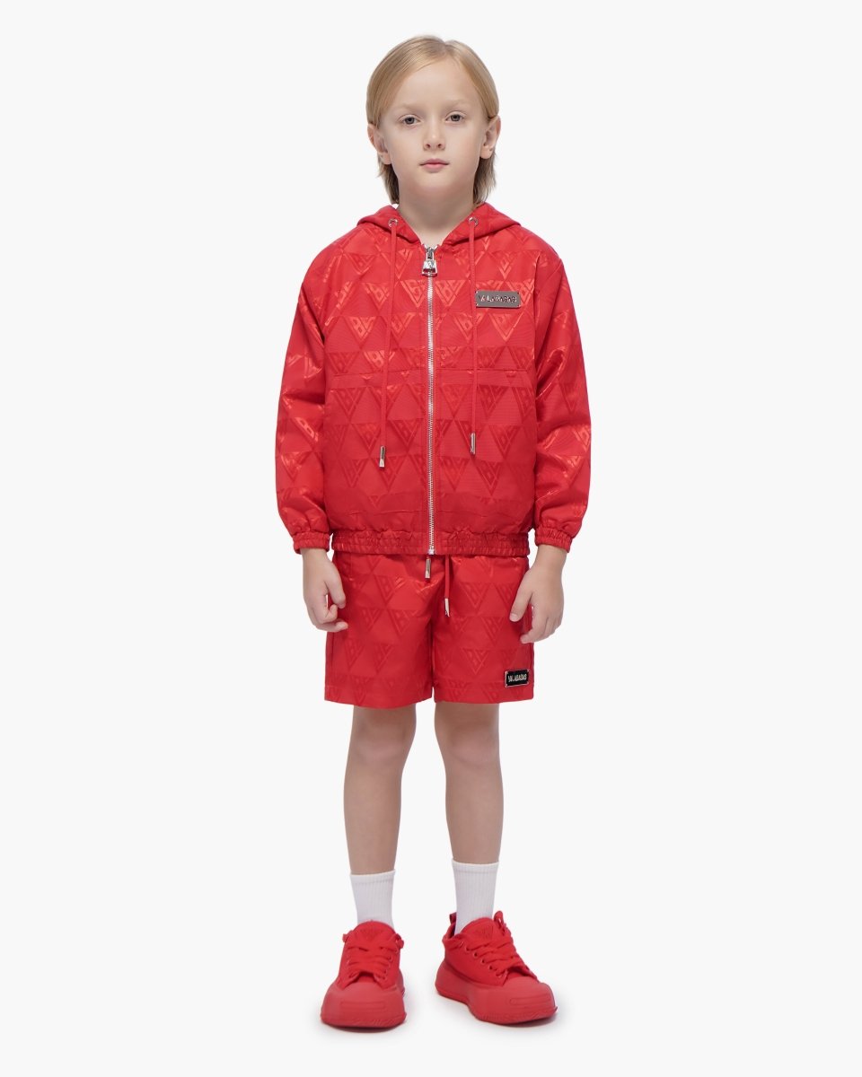 Kids Monogram 2.0 Red Windbreaker Jacket - Valabasas