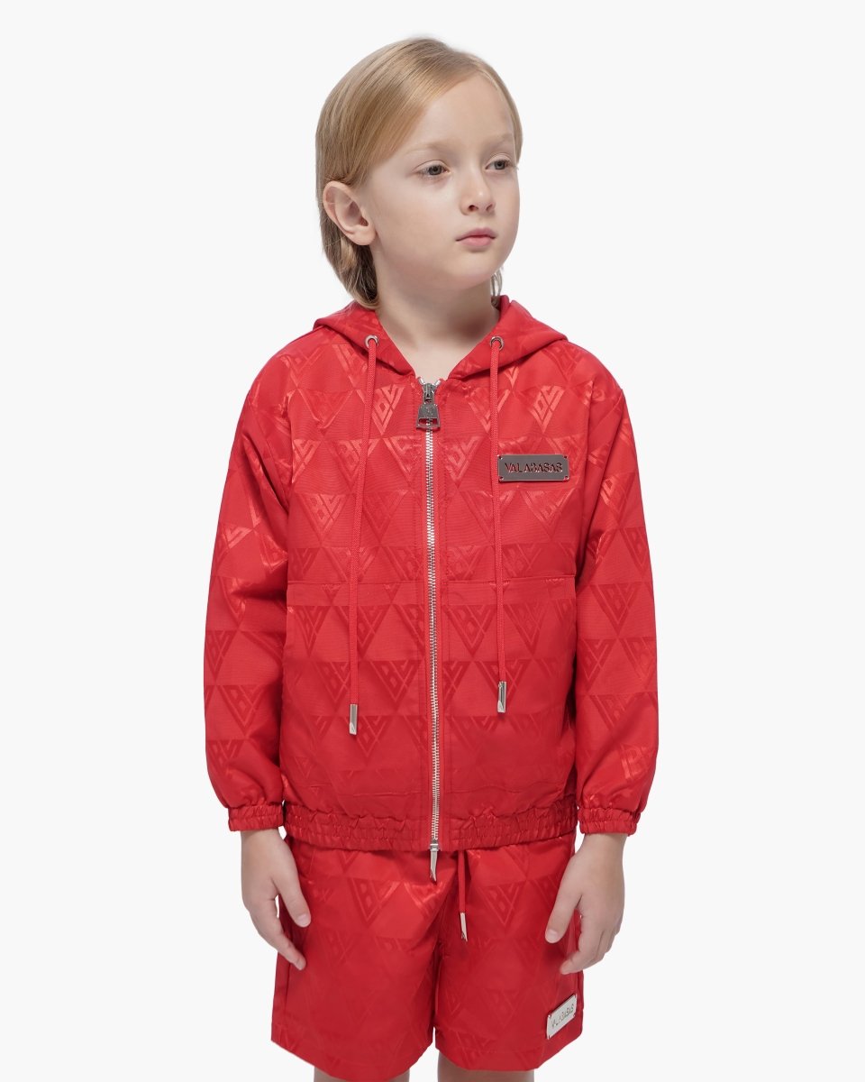 Kids Monogram 2.0 Red Windbreaker Jacket - Valabasas