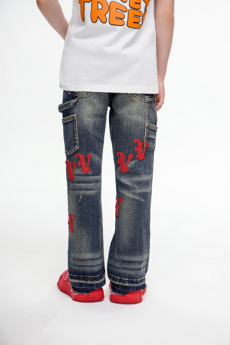 Kids V - Minimal Stacked Vintage Blue - Valabasas
