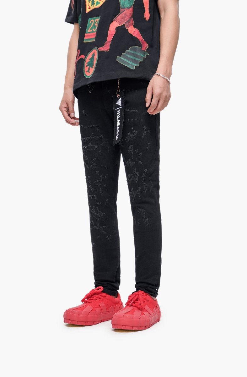 Lockdown Stacked Jet Black Jean - Valabasas