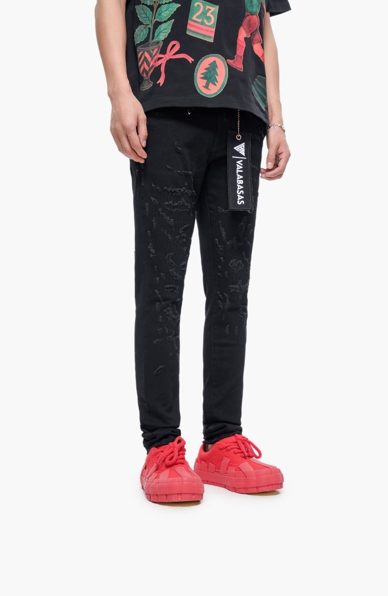 Lockdown Stacked Jet Black Jean - Valabasas