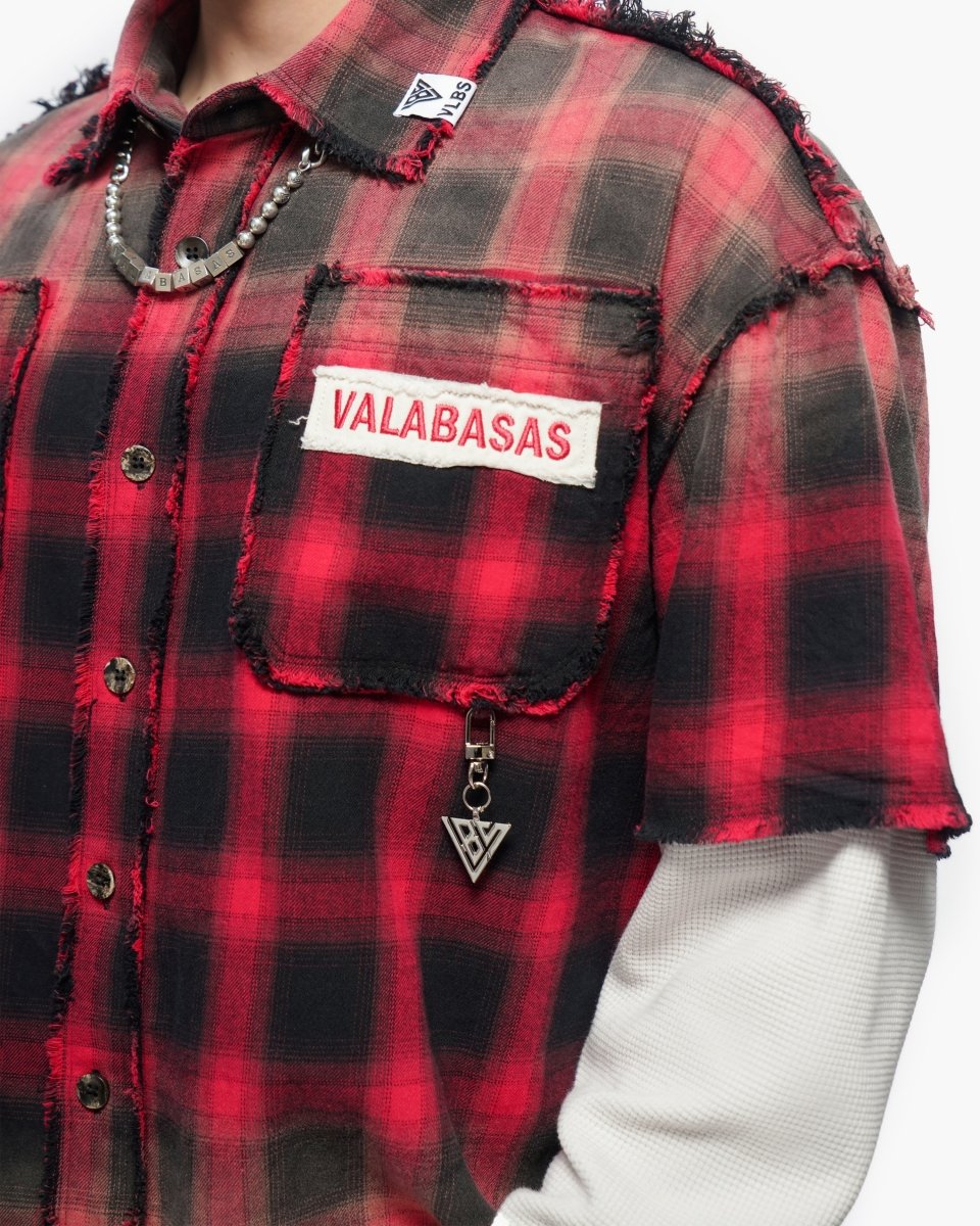 Lumberjack Layered Flannel Shirt Black Red - Valabasas