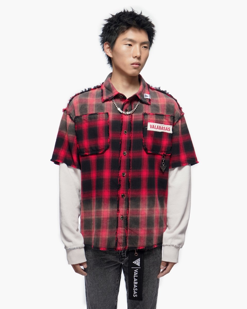 Lumberjack Layered Flannel Shirt Black Red - Valabasas